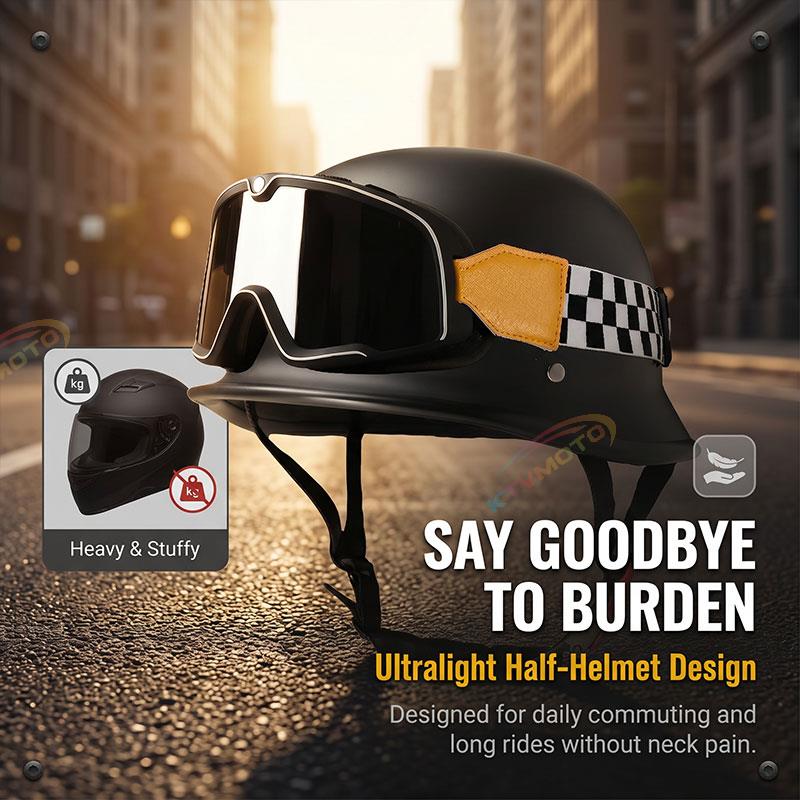 Motorcycle half helmet with goggles-I12