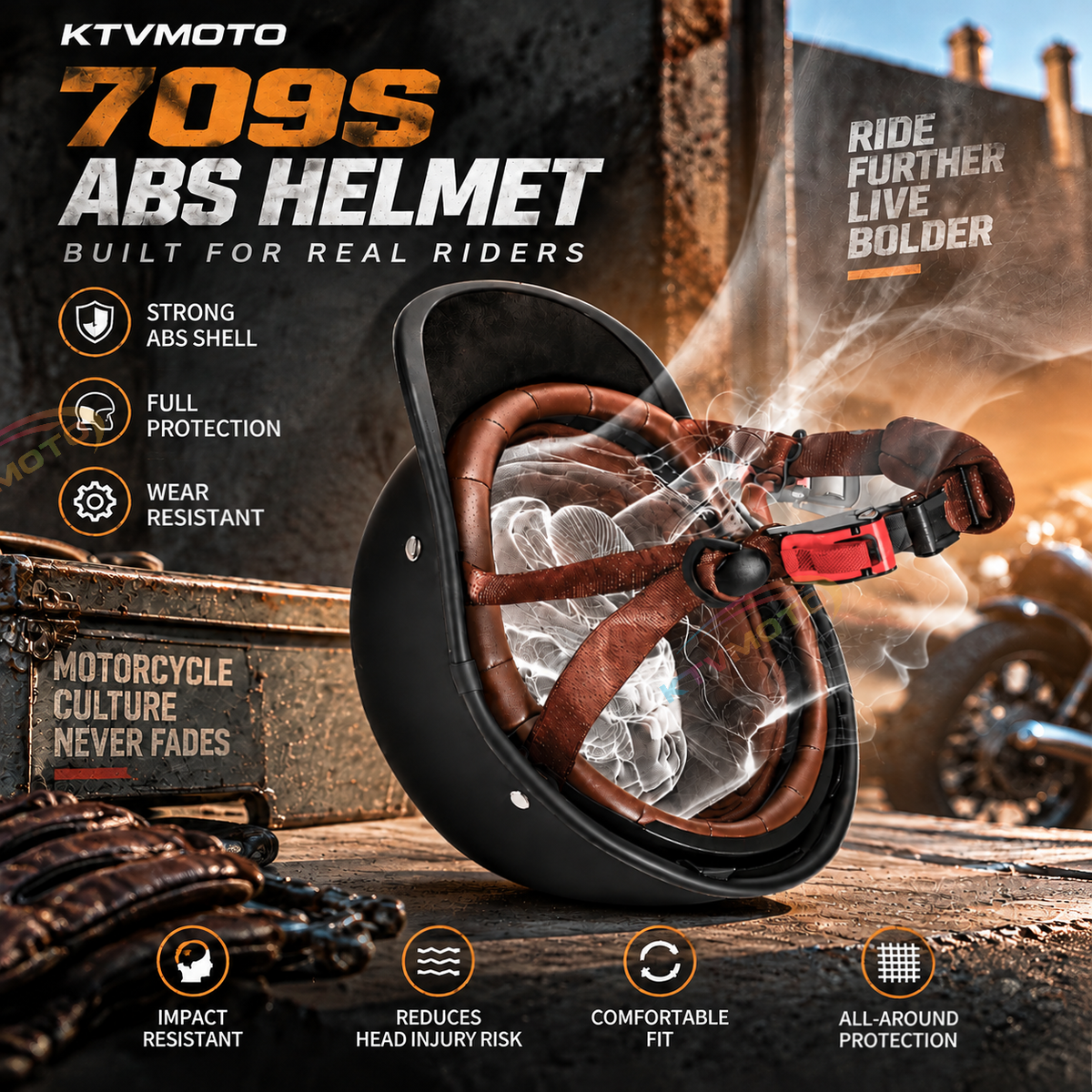Classic Retro Solid-Color Motorcycle Half-Helmet-I299