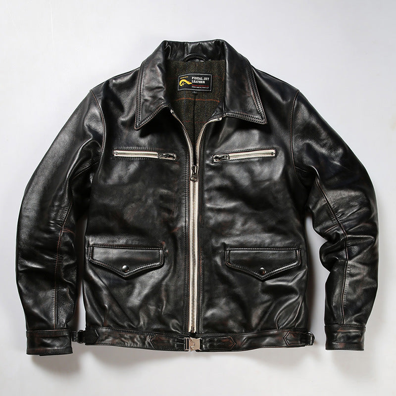 Retro WWII Hartmann German Flight Leather Jacket-A44