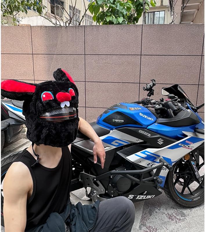 Funny motorcycle helmet covers-Black Rabbit