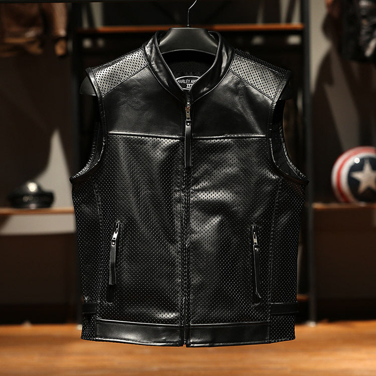 Harley Breathable Summer Mesh Leather Vest-A38