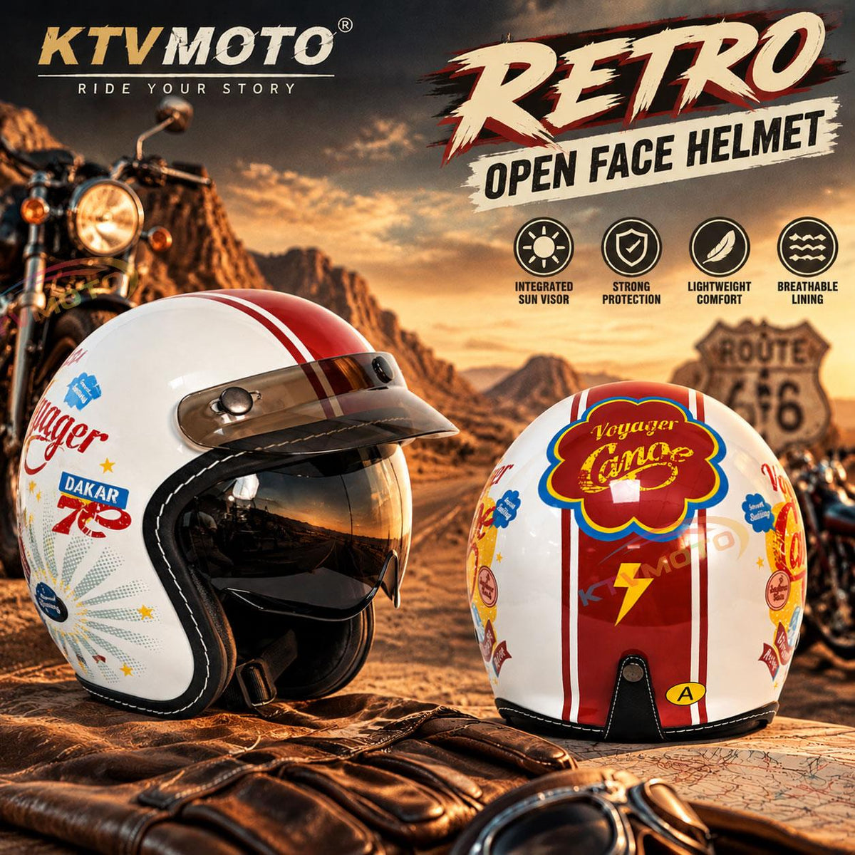 Retro style 3/4-coverage motorcycle helmet with a graffiti design-I315