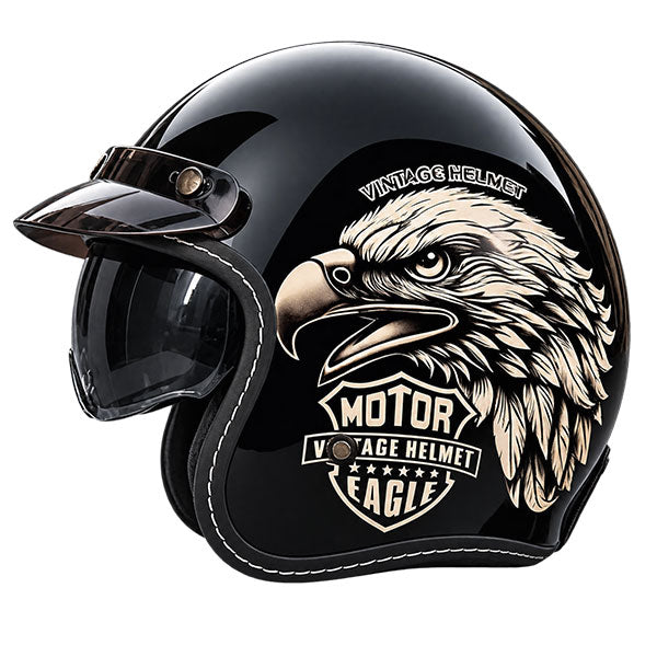 Retro style 3/4-coverage motorcycle helmet with a graffiti design-I315
