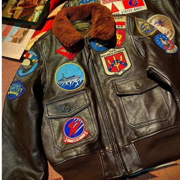 G1 flying cowhide jacket genuine leather casual jacket-A2