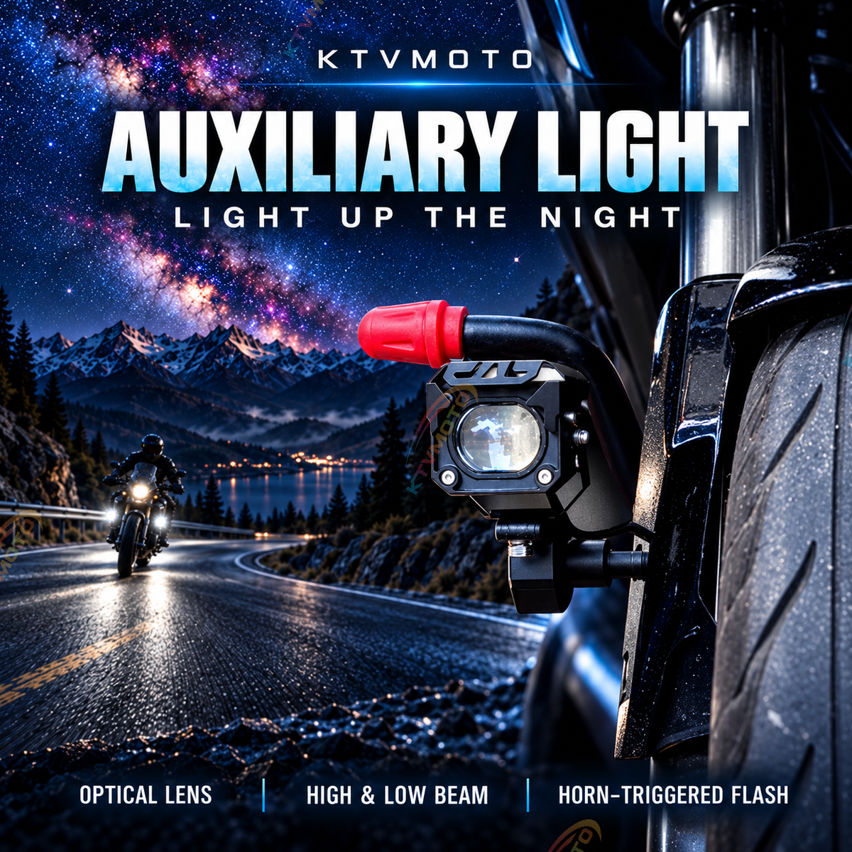 KTVMOTO Harley Motorcycle LED Auxiliary Lights Kit High/Low Beam-ML12