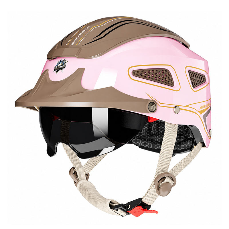 KTVMOTO Vintage Motorcycle Half Helmet with Sun Visor-I270
