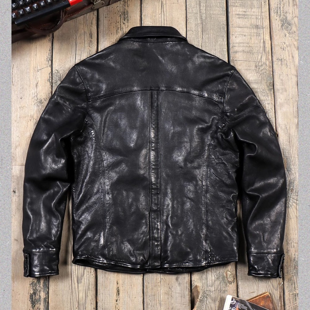 Luxury Vintage Casual Genuine Leather Jacket - A 25