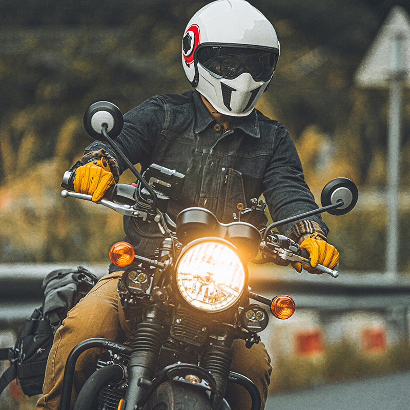 Retro Cruiser Motorcycle Gloves Genuine Leather Sheepskin Harley Crashproof