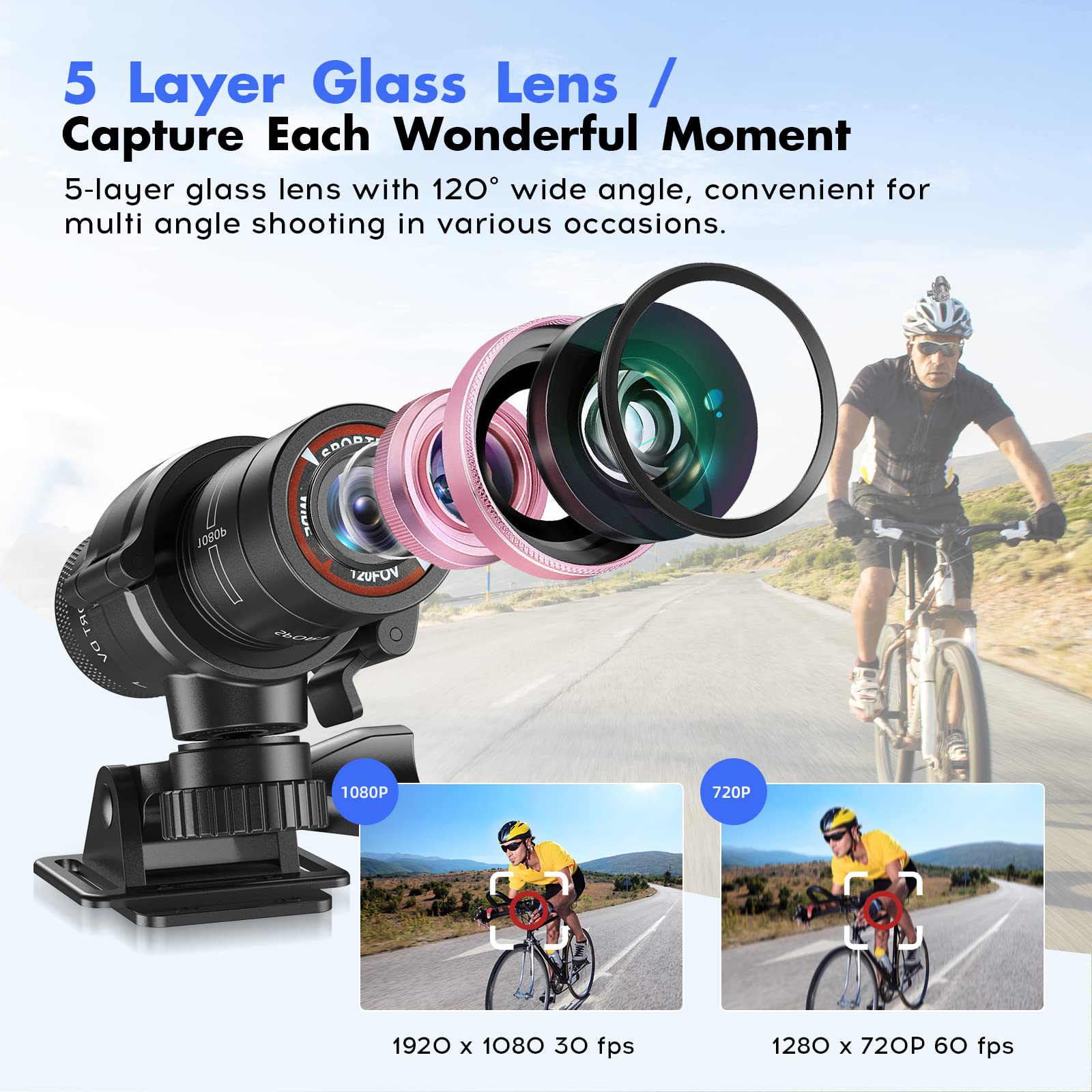 Motorcycle Helmet Camera 1080P HD Waterproof-P08