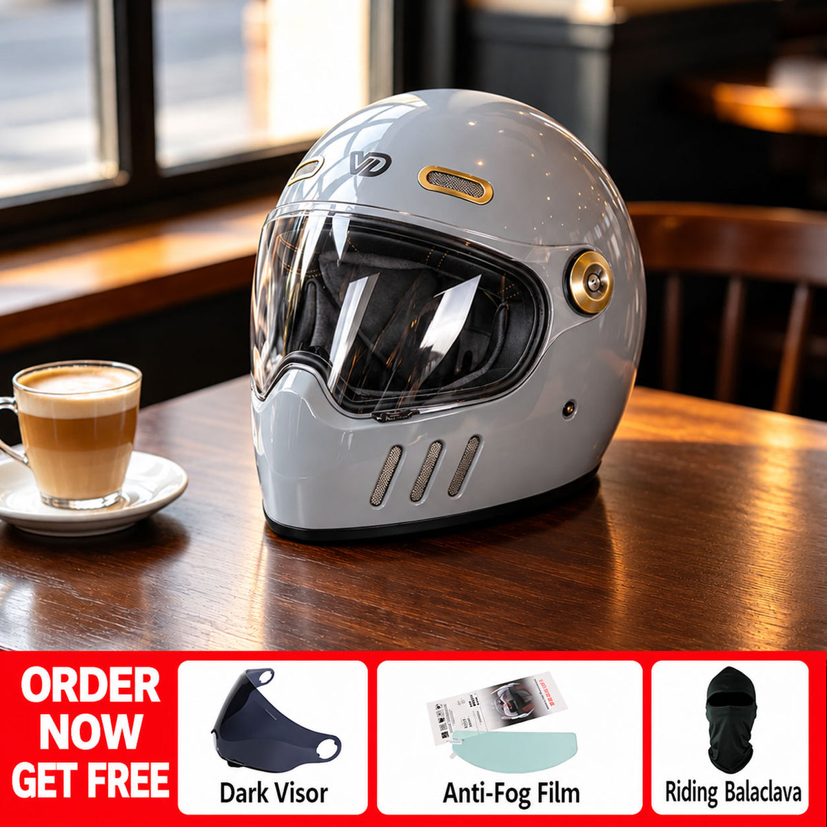 Retro anti-fog full-face helmet-for cruiser riding-I304