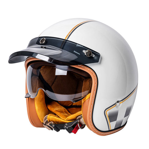 Retro-style open-face 3/4 motorcycle helmet-I140