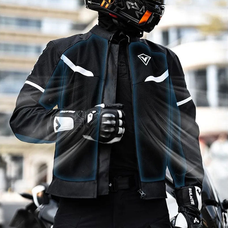Double-layer breathable motorcycle riding gear with crash protection-J74