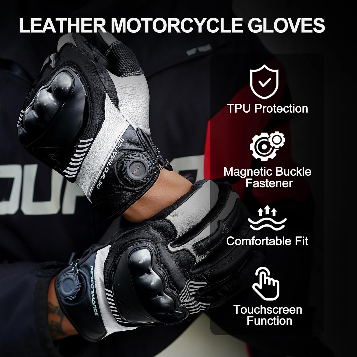 Genuine leather cycling gloves with carbon fiber shock protection-G29