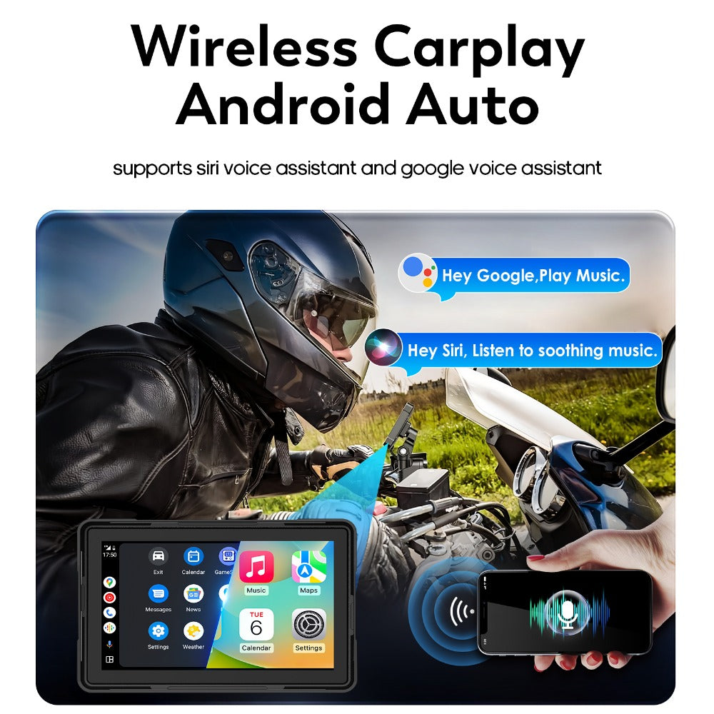 Portable IPX8 Waterproof Motorcycle GPS Navigation Wireless Carplay-P06