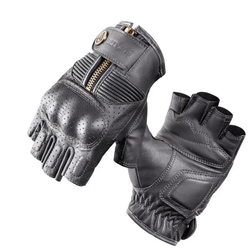Vintage Leather Half Finger Gloves-G12