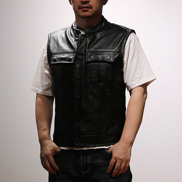 Harley vest sons of anarchy top layer cowhide motorcycle vest