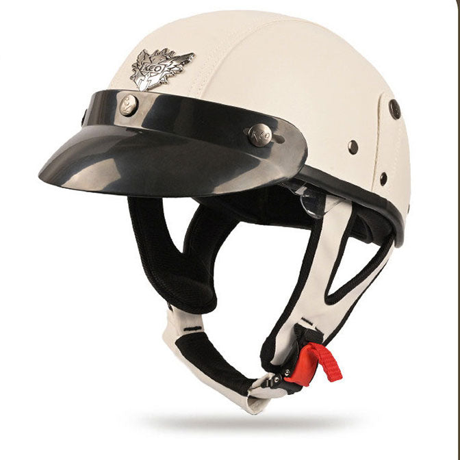 Retro cruiser motorcycle helmet with concealed inner visor-I31