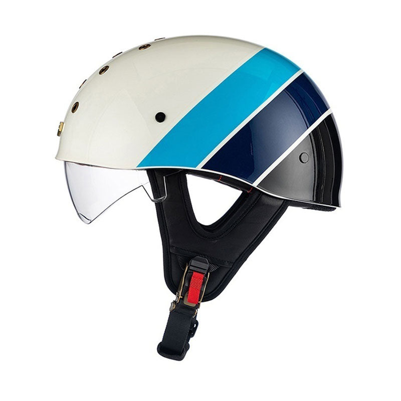 KTVMOTO Retro Skull Half Helmet with Visor for Motorcycle Riders- I28