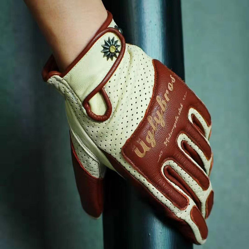 Vintage genuine leather motorcycle gloves-G35