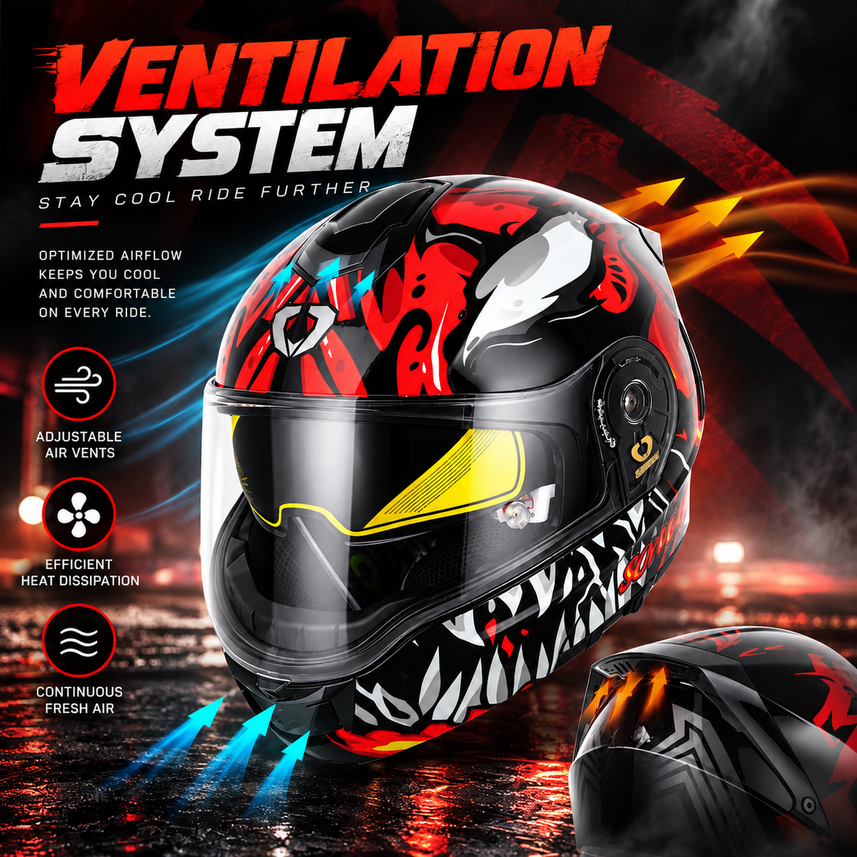 Big-Size Racing-Grade Modular Flip-Up Motorcycle Helmet with Dual-Visor Design - I290