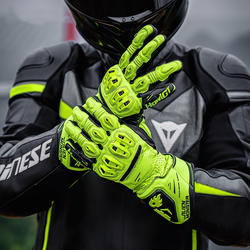 CE2 Certified Track Racing Genuine Leather Shockproof Gloves - GT03