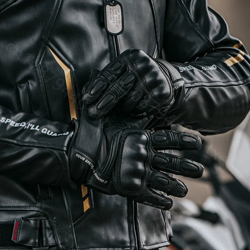 Genuine leather vintage waterproof touch screen gloves-G16