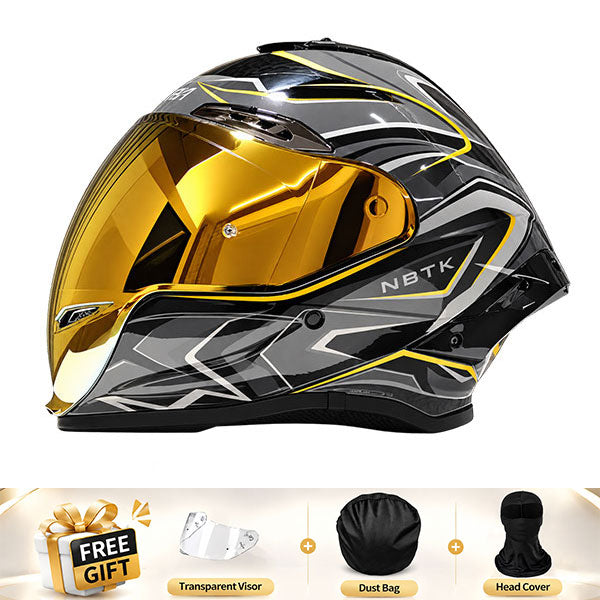Cool full-face motorcycle helmet, featuring a rear spoiler and an extended visor-I308