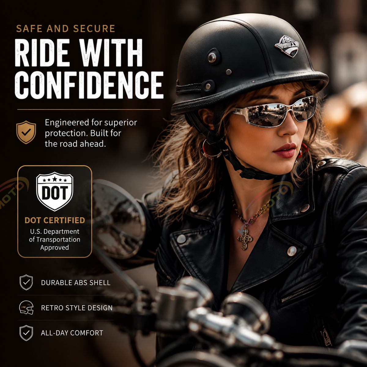Retro leather cruiser motorcycle half helmet-I15