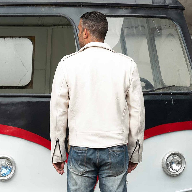 White casual genuine cowhide jacket-A28