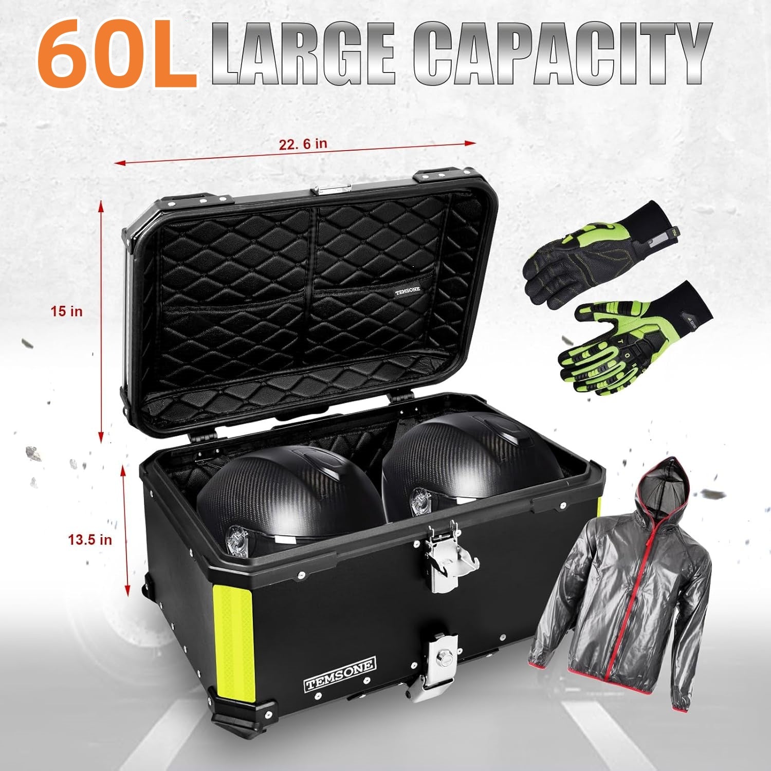 45L/60L Universal Motorcycle Trunk Travel Tail Box Non-Aluminum Alloy-L03