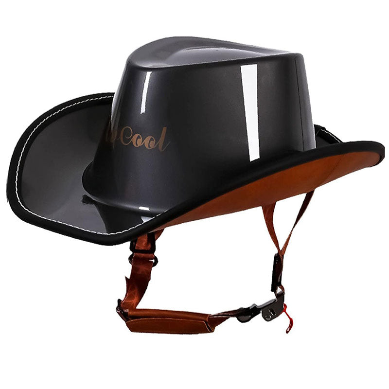 Cowboy-style leather motorcycle half helmet- I08