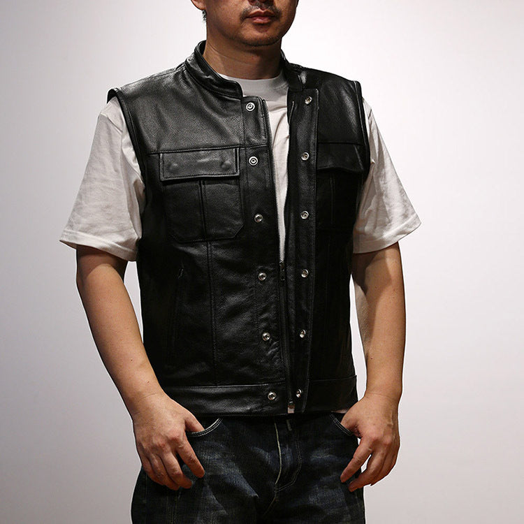 Harley vest sons of anarchy top layer cowhide motorcycle vest