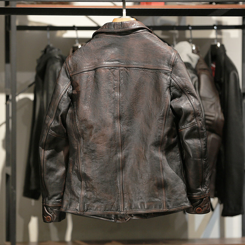 American Dispatcher Horsehide Leather Motorcycle Jacket-A21