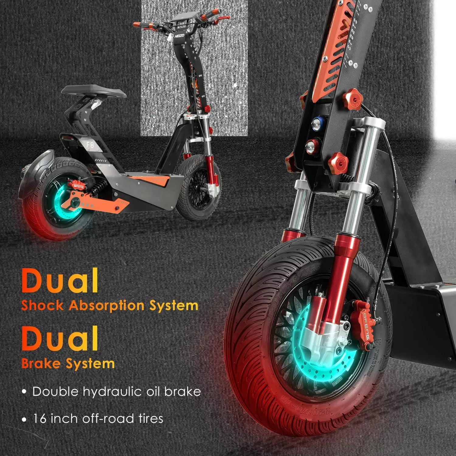 8000W electric scooter, 65 miles of range,Up to 75MPH -F8
