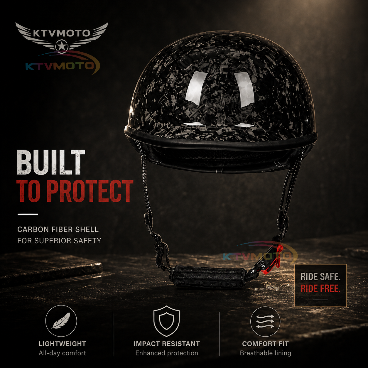 KTVMOTO Carbon fiber motorcycle half-helmet cruiser helmet-I52