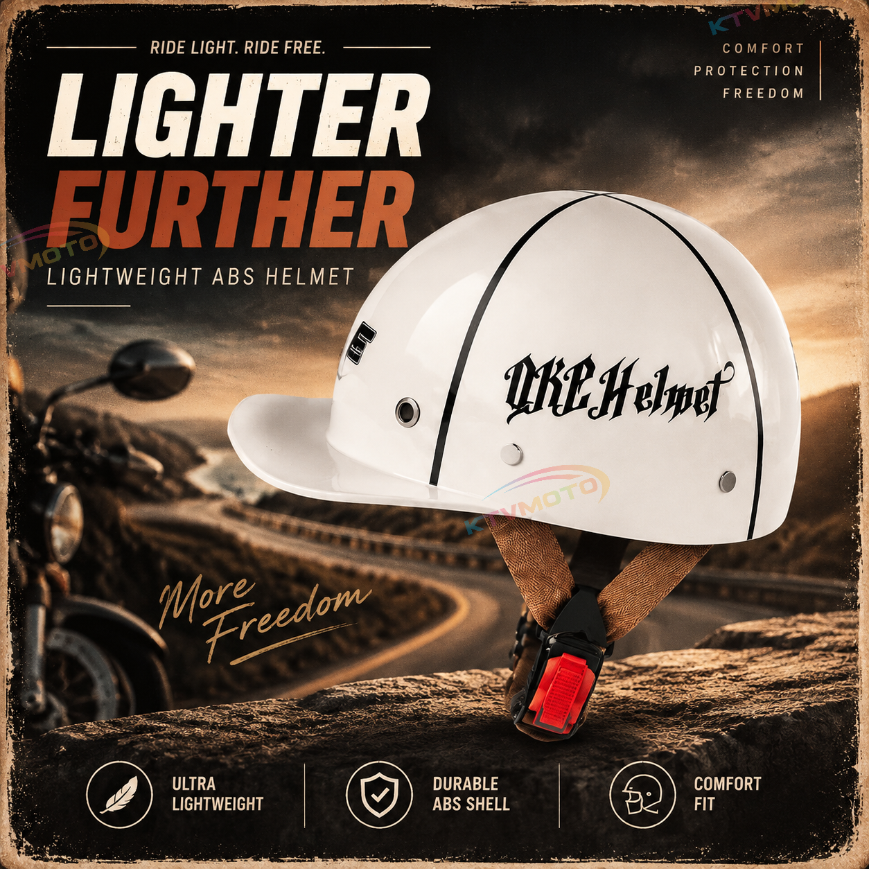 Retro baseball cap motorcycle half helme-I14