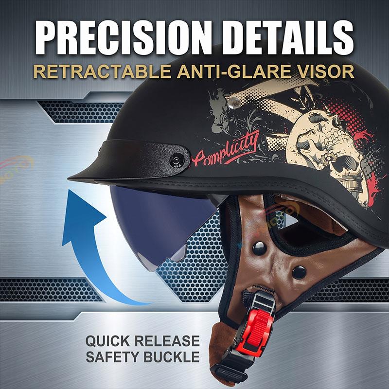 Retro-style cruiser motorcycle half helmet-I13