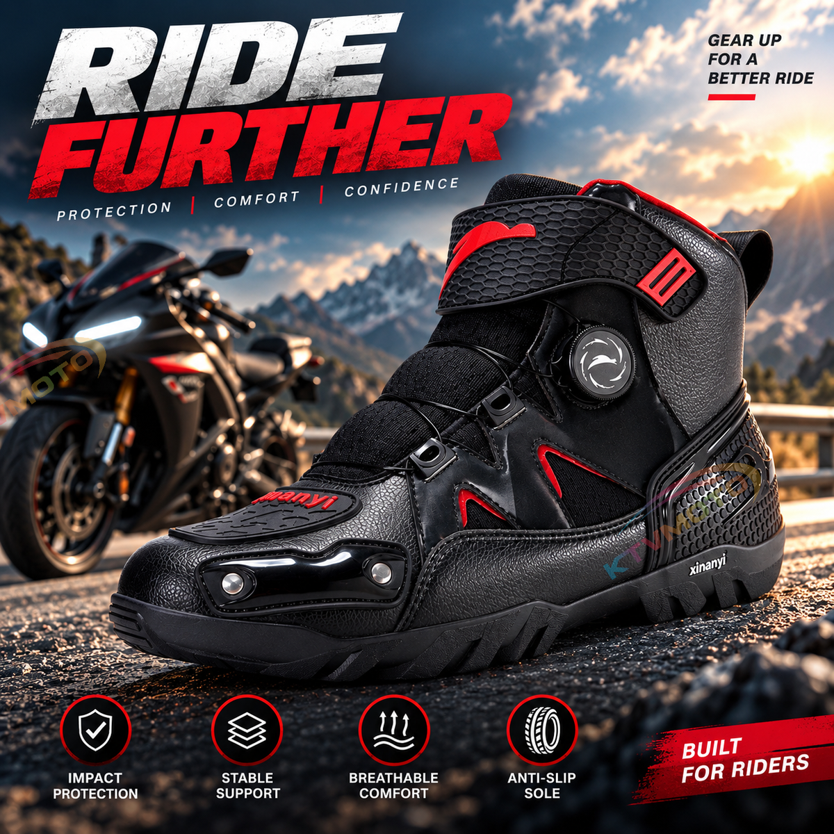 KTVMOTO Men's Motorcycle Riding Shoes Protective Ankle Boots-K172