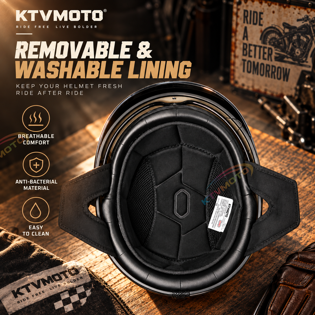 KTVMOTO Retro motorcycle scooter riding half helmet-I265