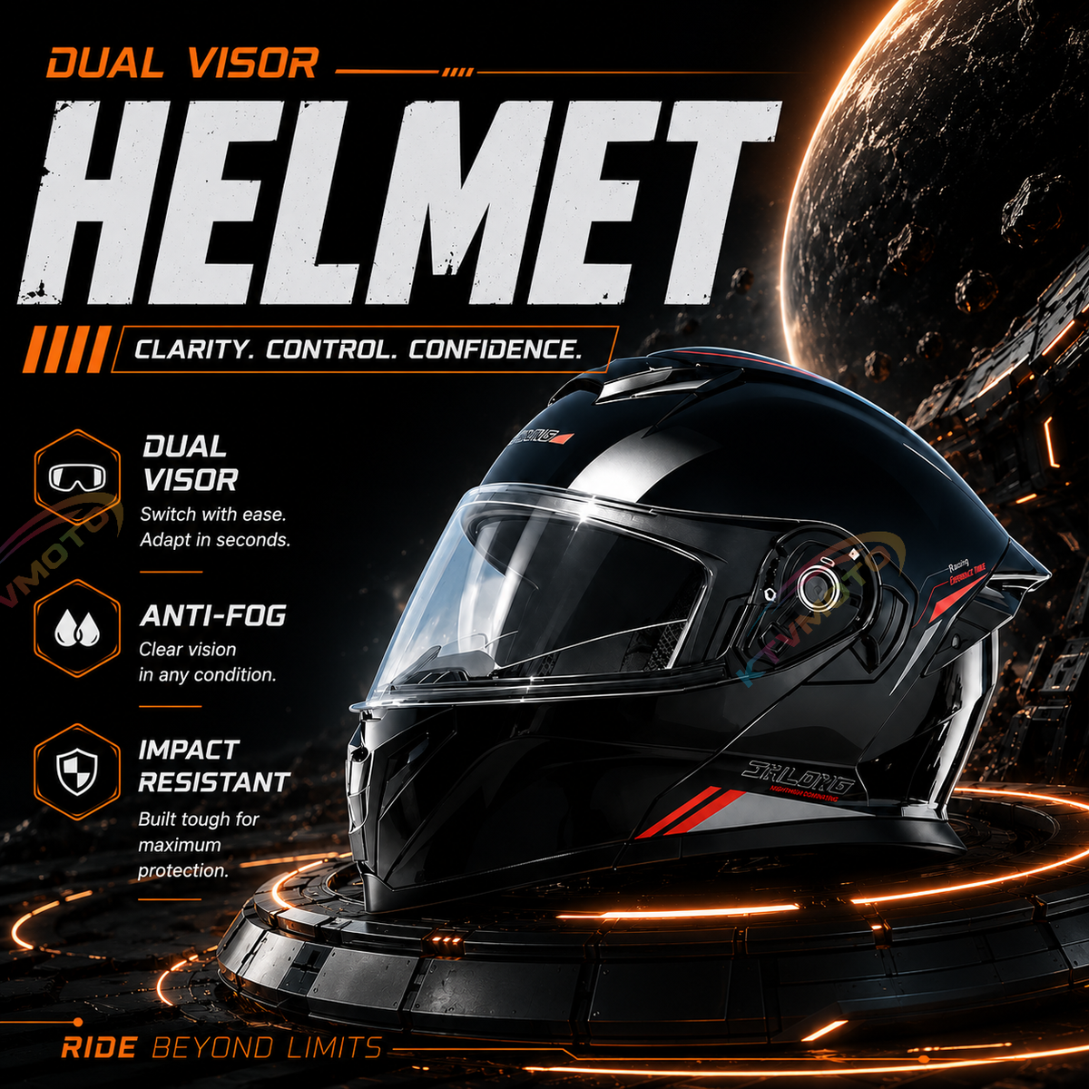 KTVMOTO Motorcycle all-season flip-up helmet with built-in Bluetooth-I262
