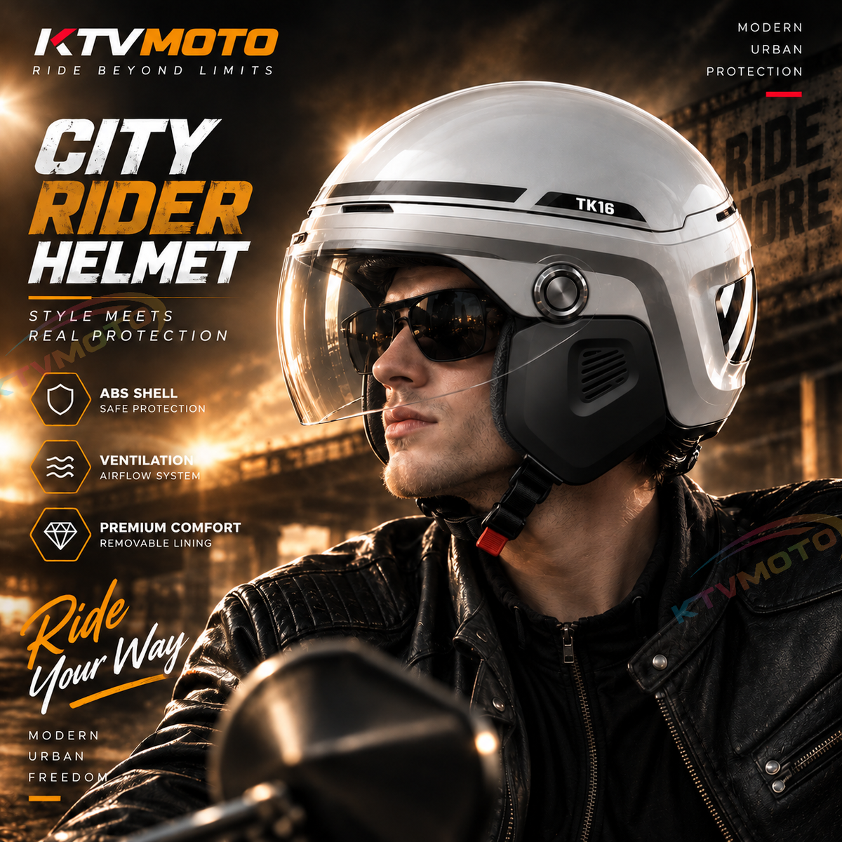 KTVMOTO Retro Half-Shell Motorcycle Helmet (Plus size)-I269