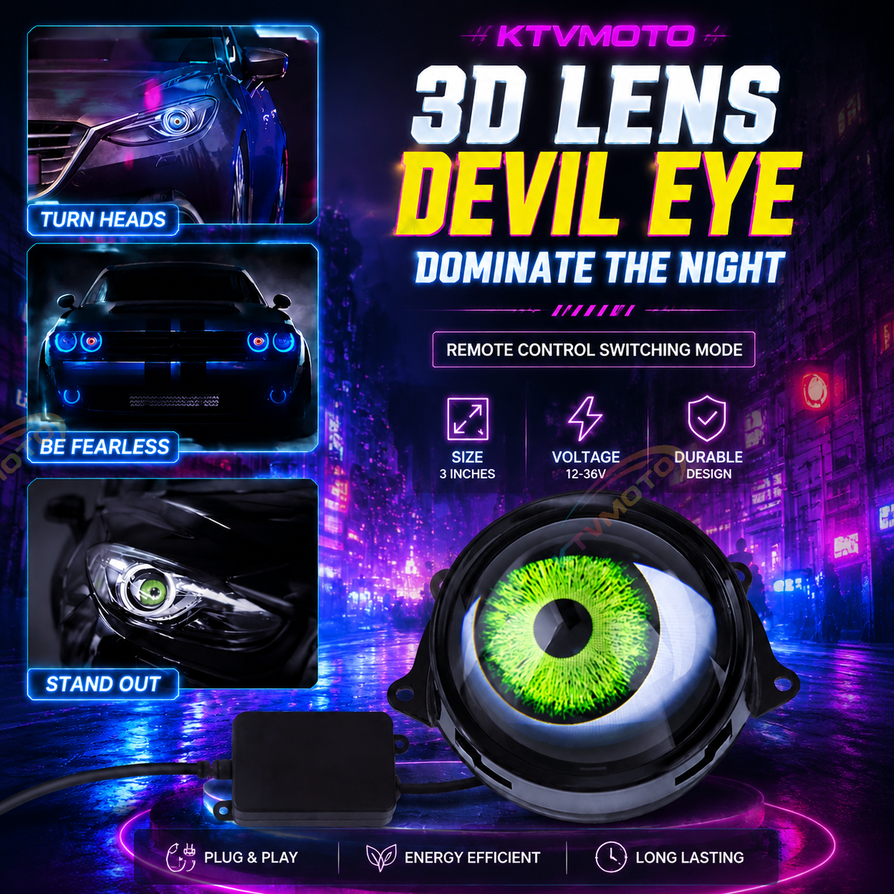 KTVMOTO Motorcycle dynamic big eyes devil eye light-D24