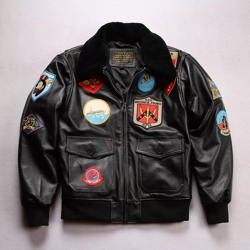 G1 flying cowhide jacket genuine leather casual jacket-A2