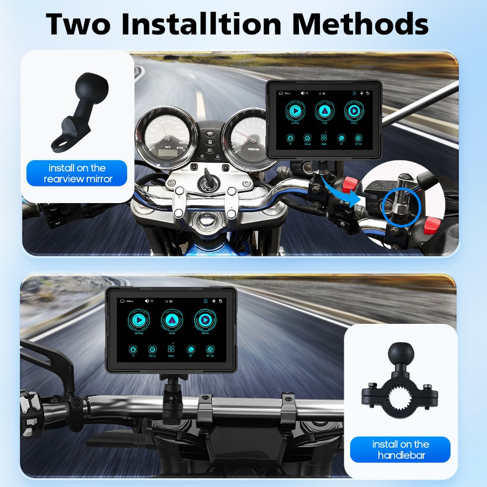 Portable IPX8 Waterproof Motorcycle GPS Navigation Wireless Carplay-P06
