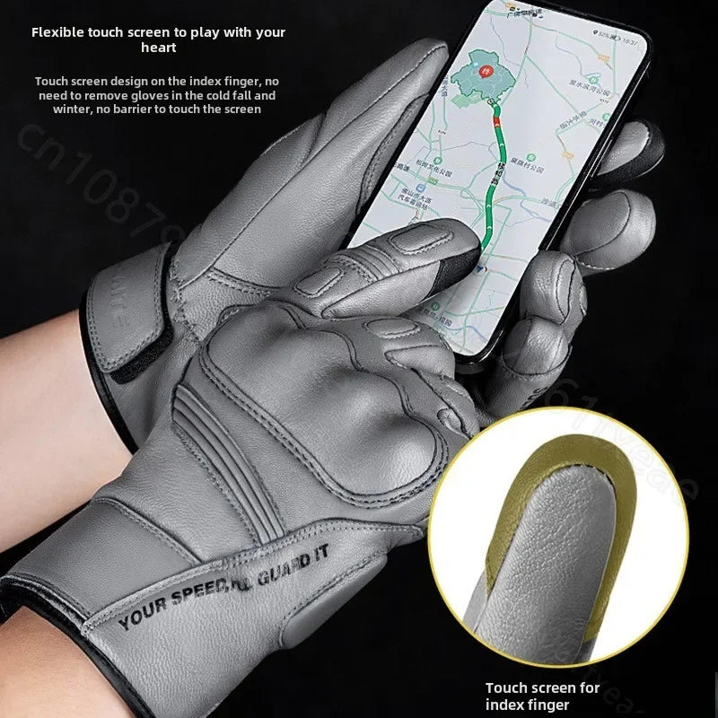 Genuine leather vintage waterproof touch screen gloves-G16