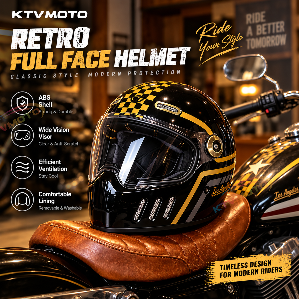 Retro Motorcycle Helmet Suitable for Cruiser Riding-I300