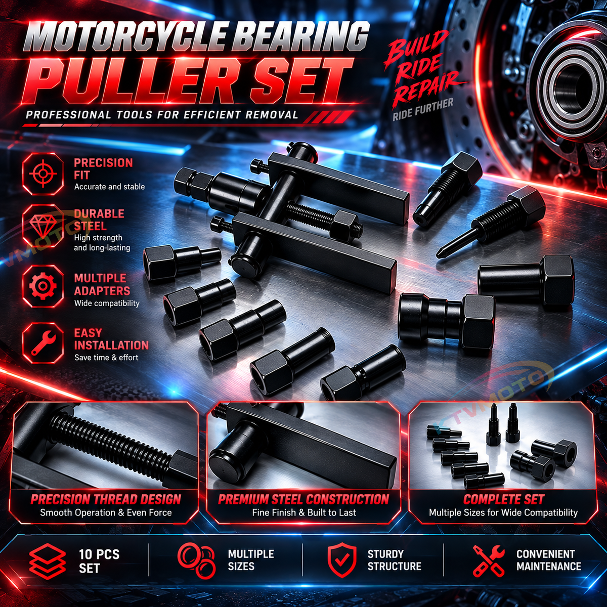 8–25mm Blind Hole Bearing Puller Set — Motorcycle and Automotive Wheel Bearings-M01