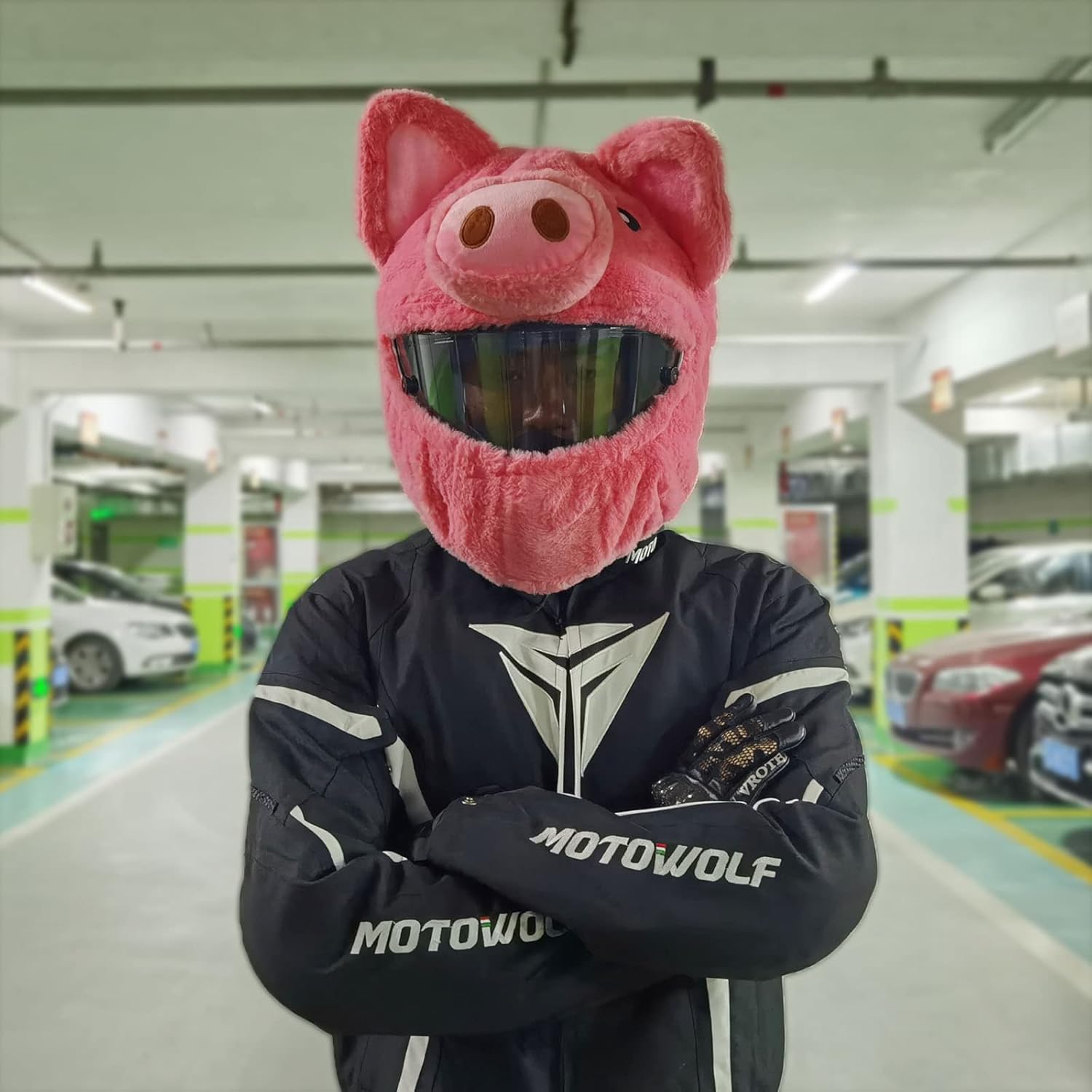 Funny motorcycle helmet covers-Pink Pig