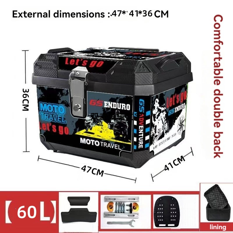 45L/60L Universal Motorcycle Trunk Travel Tail Box Non-Aluminum Alloy-L03