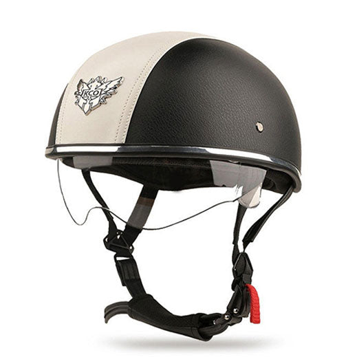 Retro two-tone cruiser motorcycle helmet with goggles-I23